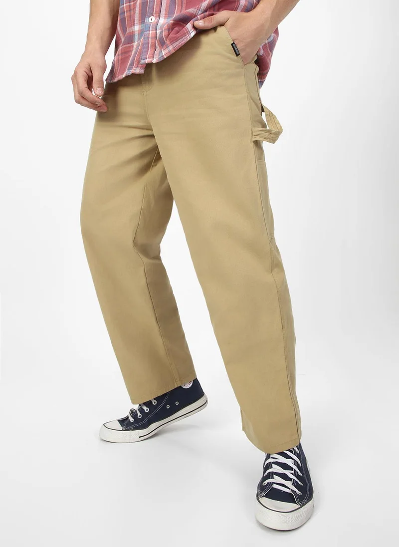 Urbano Fashion Men's Light Olive Loose Baggy Fit Solid Carpenter Trouser Pant with 5 Pockets Non-Stretchable